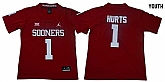 Youth Oklahoma Sooners 1 Jalen Hurts White College Football Jersey,baseball caps,new era cap wholesale,wholesale hats